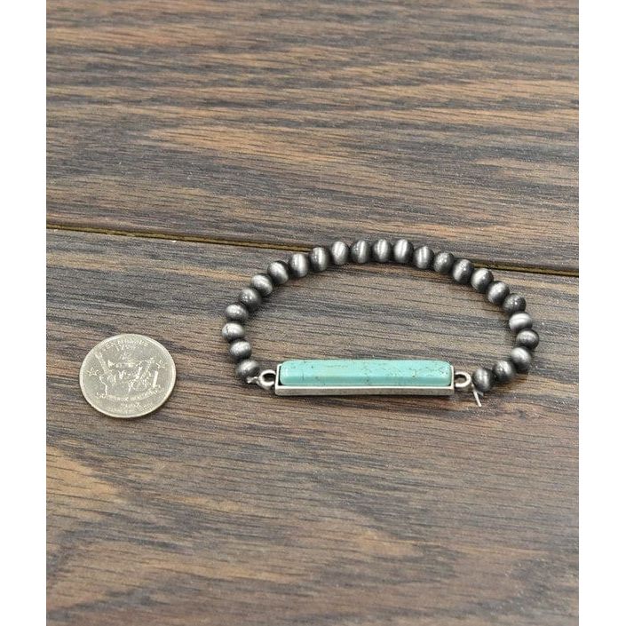 Bar natural turquoise stretch bracelet