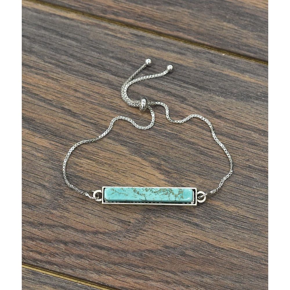 Flat Turquoise Bar Adjustable Bracelet