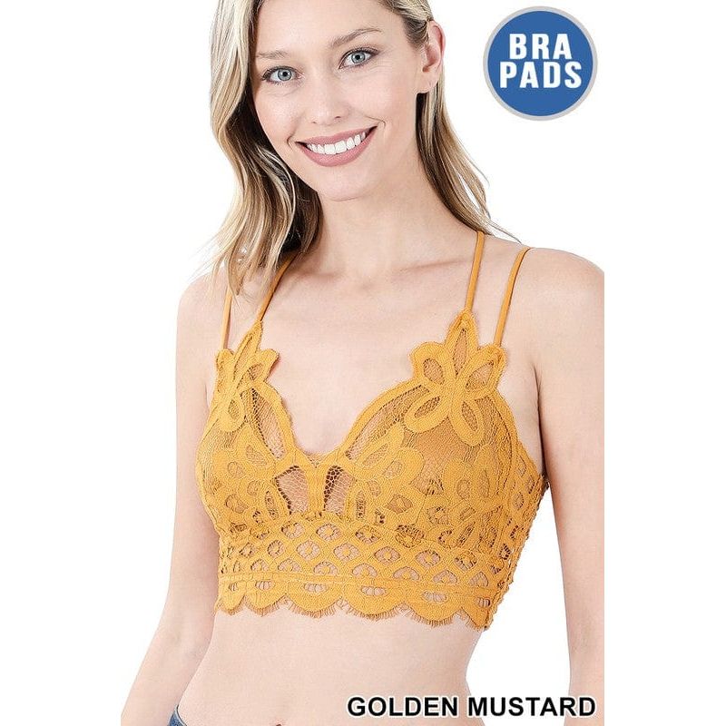 Crochet lace bralette with bra pads