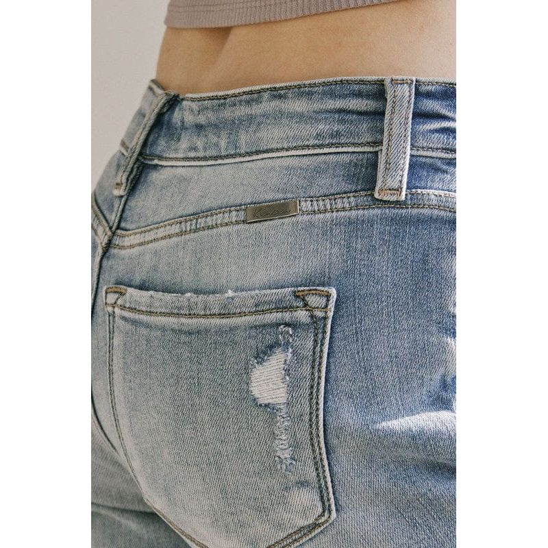 KanCan High rise hem detail mom jean