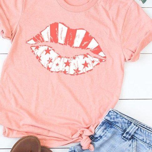 Stars & stripes lips graphic tee