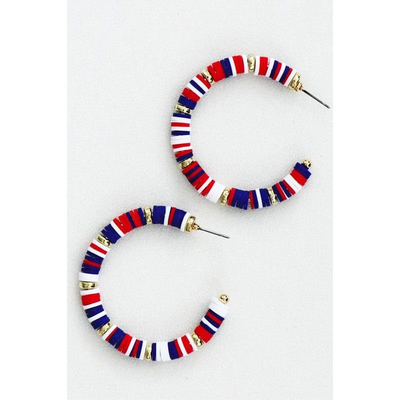 Americana Patriotic Red White Blue Bead Earrings