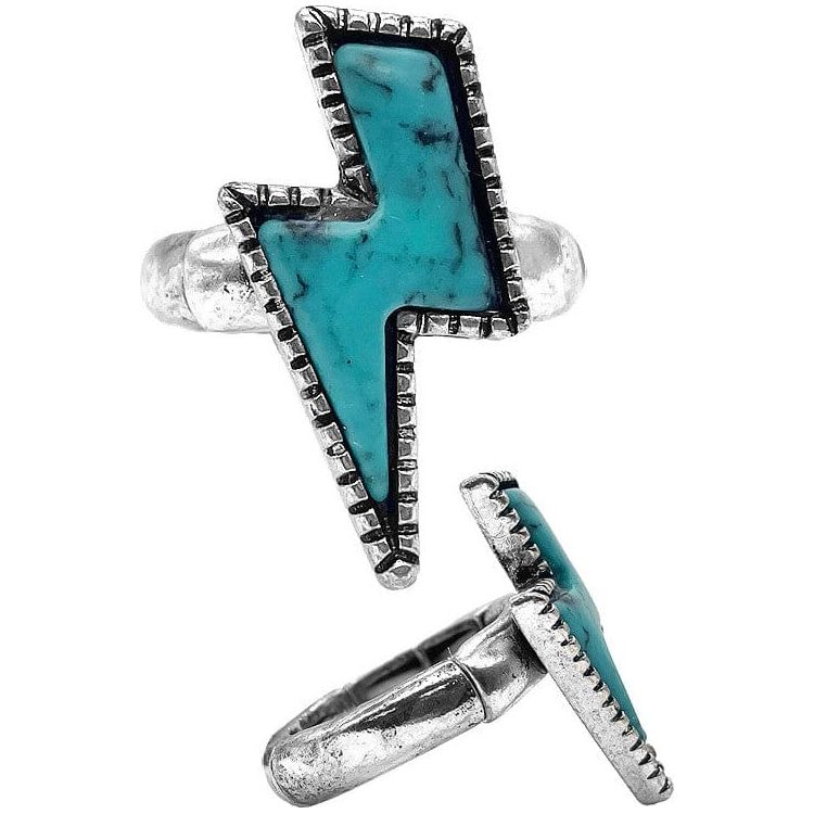 Western Concho Lightening Bolt Gemstone Ring