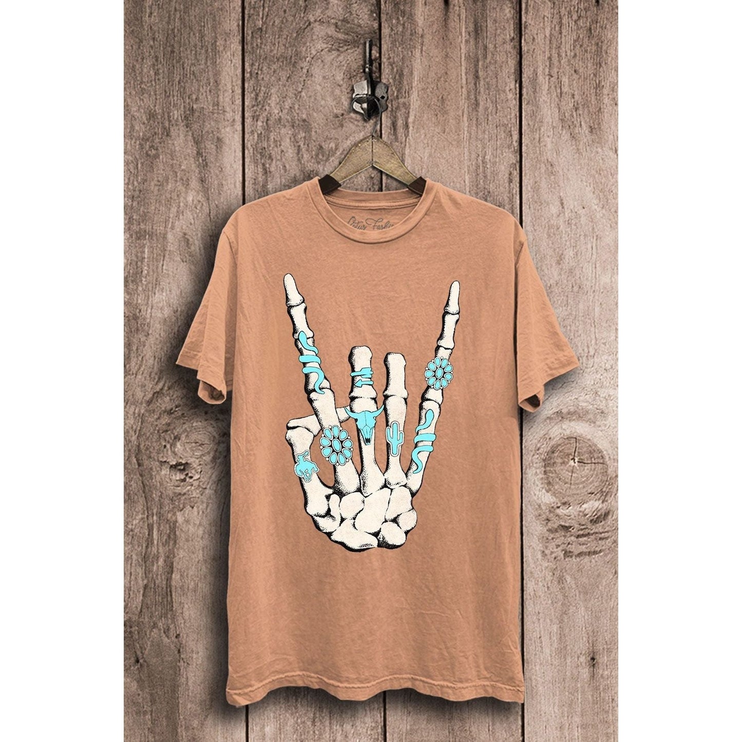 Skeleton Rock Hand Sign Graphic Top