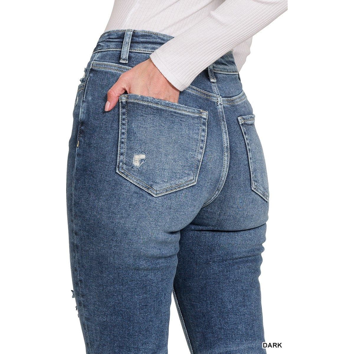 Distressed Knee Flare Denim Pants