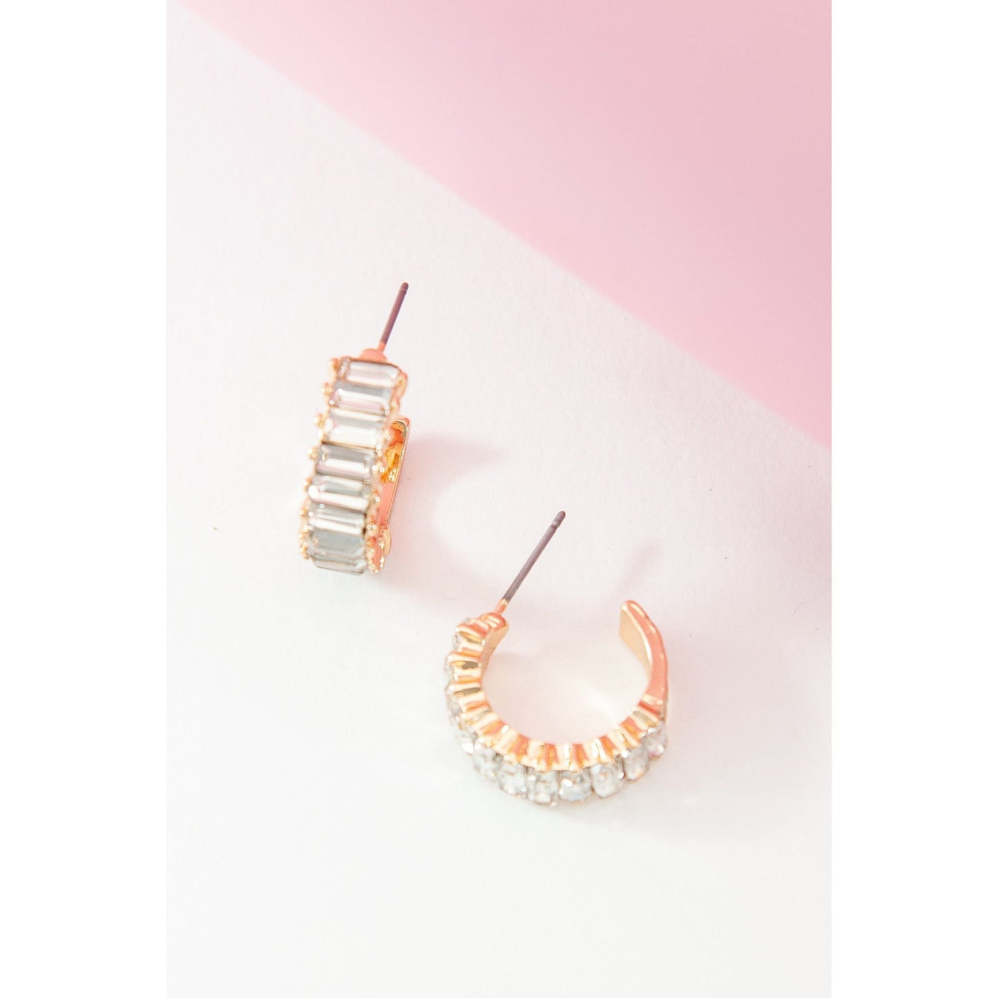 Baguette Stone Circle Hoop Earrings