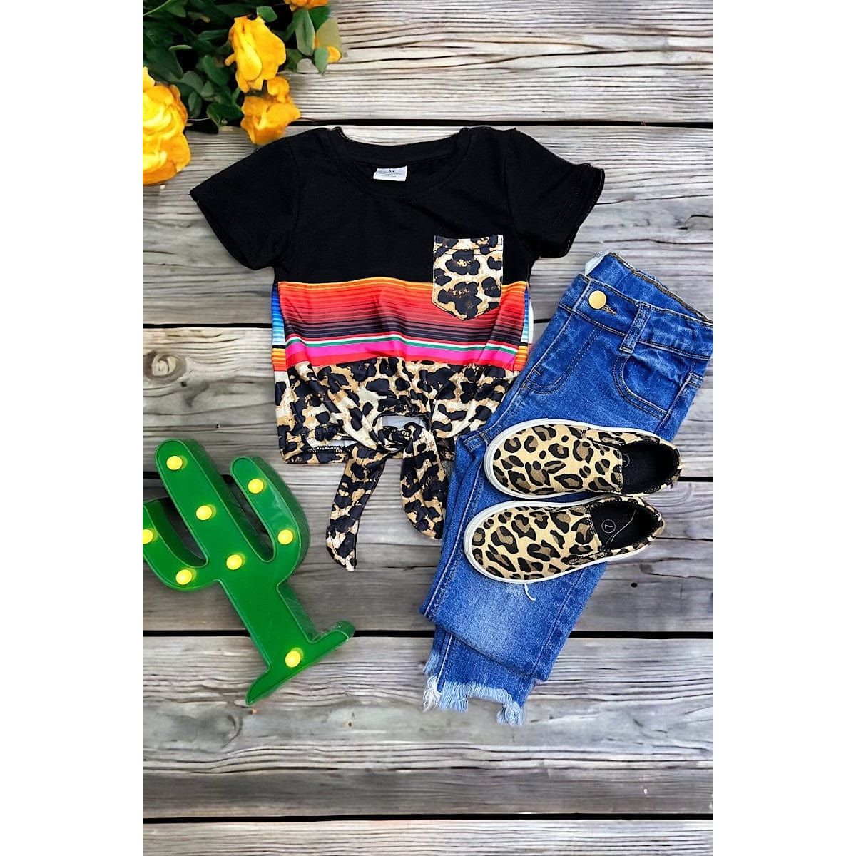 Girls Serape Printed Knot Top