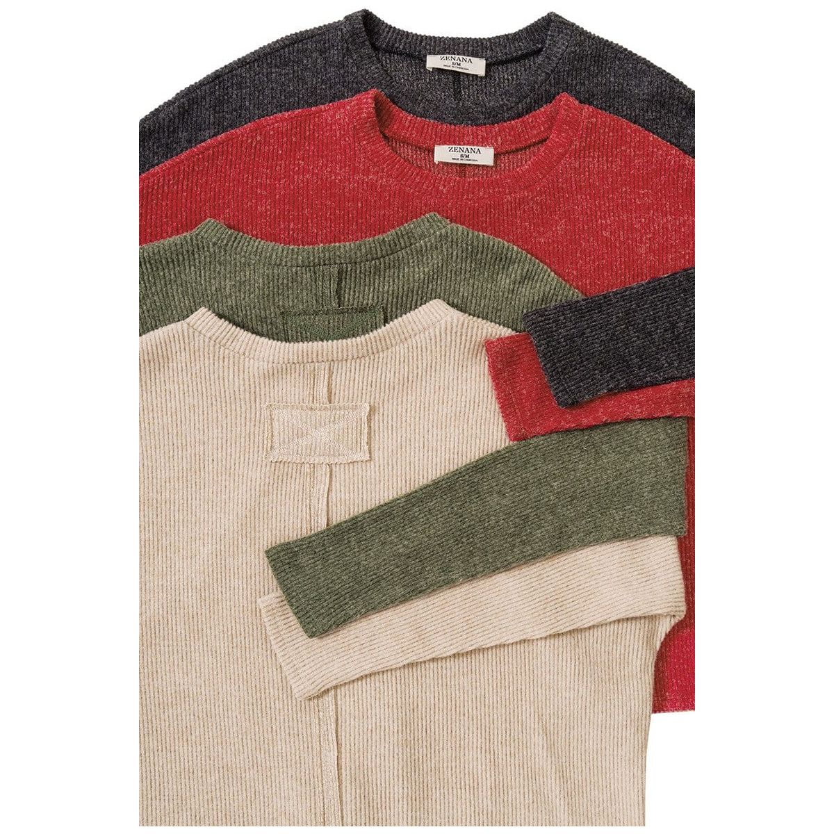 Ribbed Dolman Long Sleeve Sweater