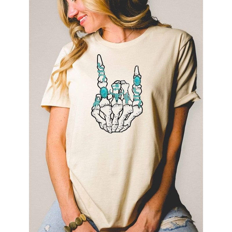 Turquoise Rock Skeleton Graphic Tee