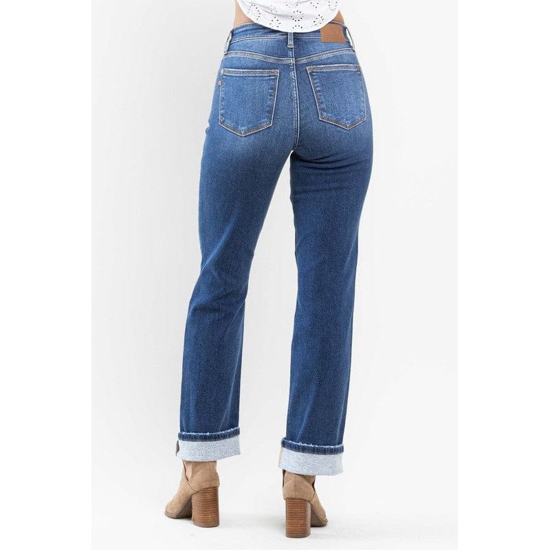 Judy Blue High Waist Contrast Wash Thermal Straight