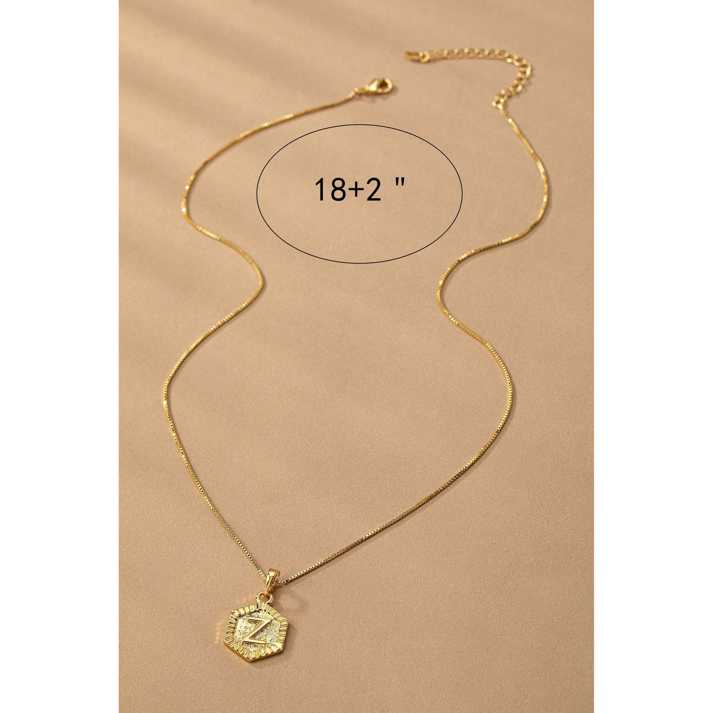 Water Proof Hexagon Brass Initial Letter Pendant