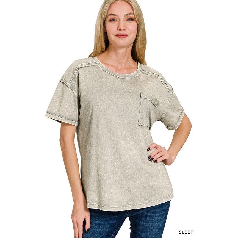 Acid Washed Round Neck T-shirt