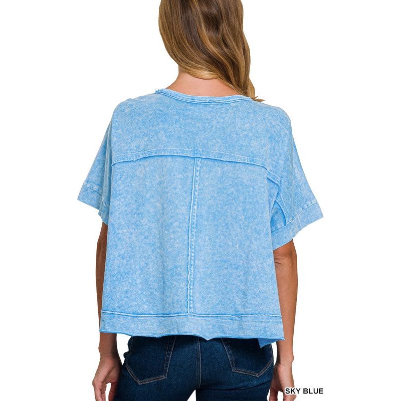 Halo Snow Washed Oversized Crop Box Tee