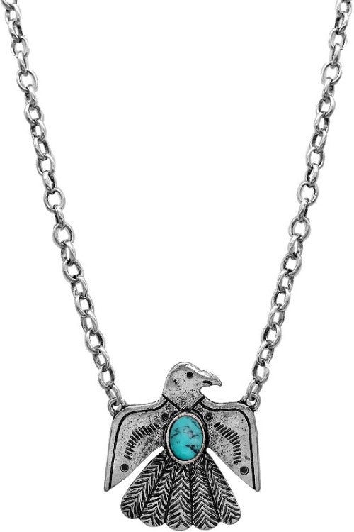 Western Textured Thunderbird Gemstone Necklace