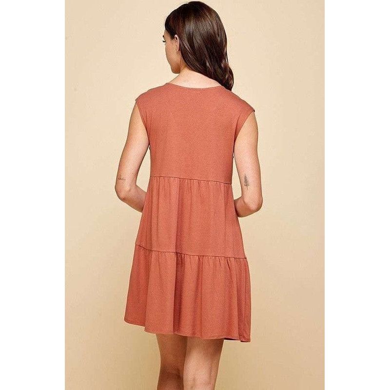 V-neck line skimmer tier dress