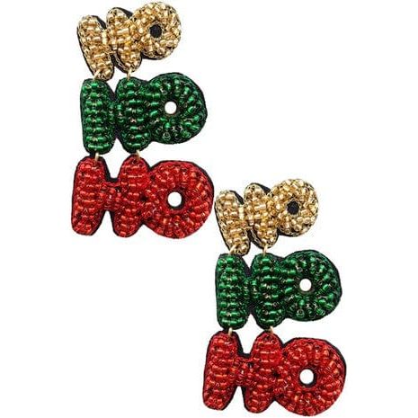 Christmas Santa Claus Hohoho Seed Bead Arring