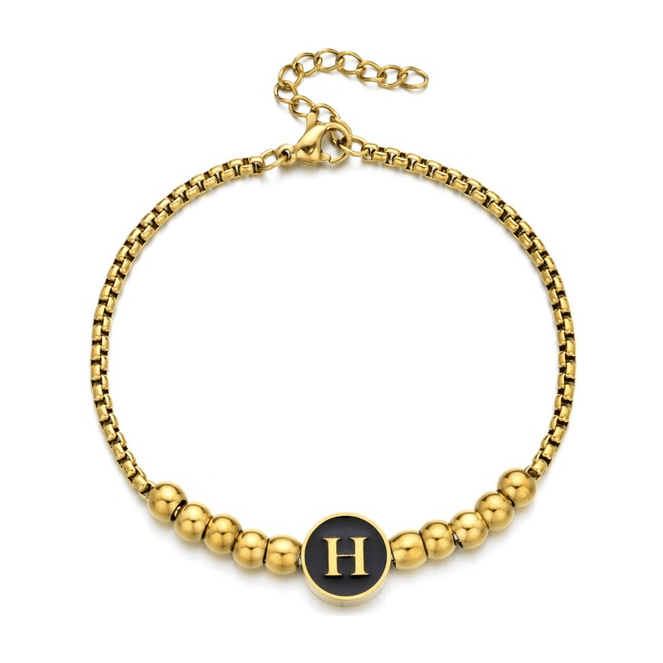 Black Enamel Initial Pisa Bracelet