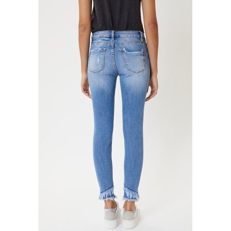 Mid rise hem detail ankle skinny jeans