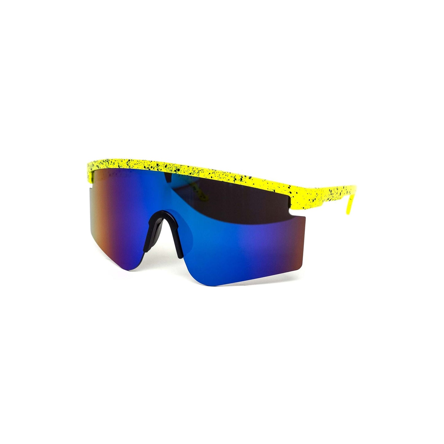 Oversized Sport Splatter Burnt Mirror Sunglasses