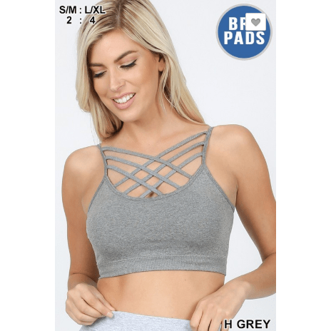 Seamless triple criss-cross padded bralette