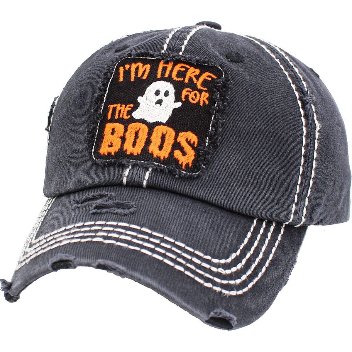 Here For The Boos washed vintage ballcap
