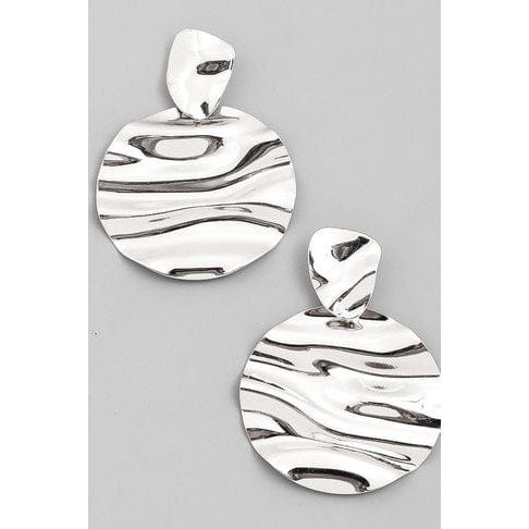 Wrinkled disc drop earrings