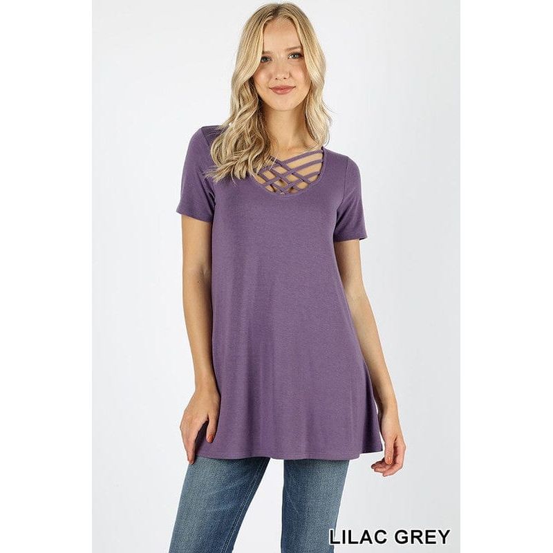 PREMIUM FABRIC SHORT SLEEVE TRIPLE LATTICE TOP REGULAR SIZE