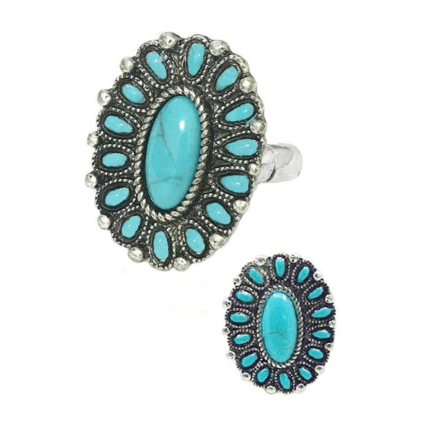 Western Concho Flower Gemstone Epoxy Ring