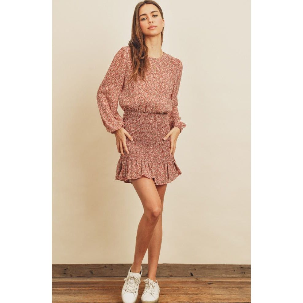 Ditsy Floral Smocked Mini Dress