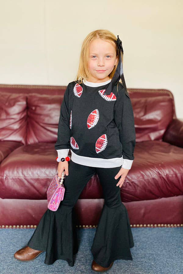 Brown sequin football top black girls sets