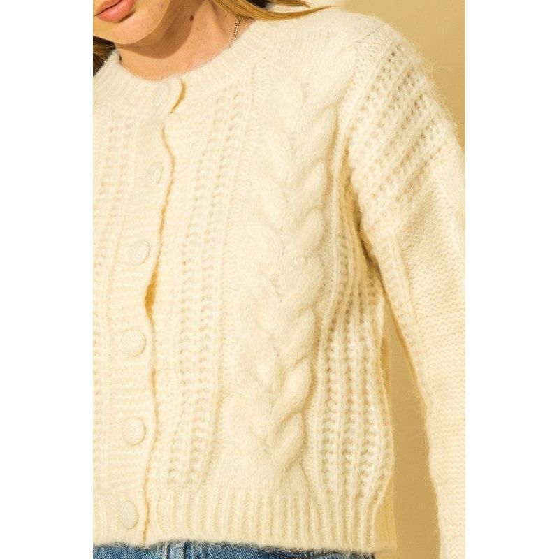 Cable Knit With Button Down Cardigan