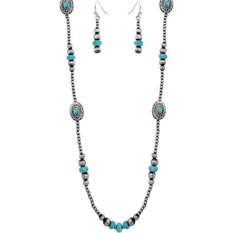 Western Gemstone Flower Navajo Pearl Necklace