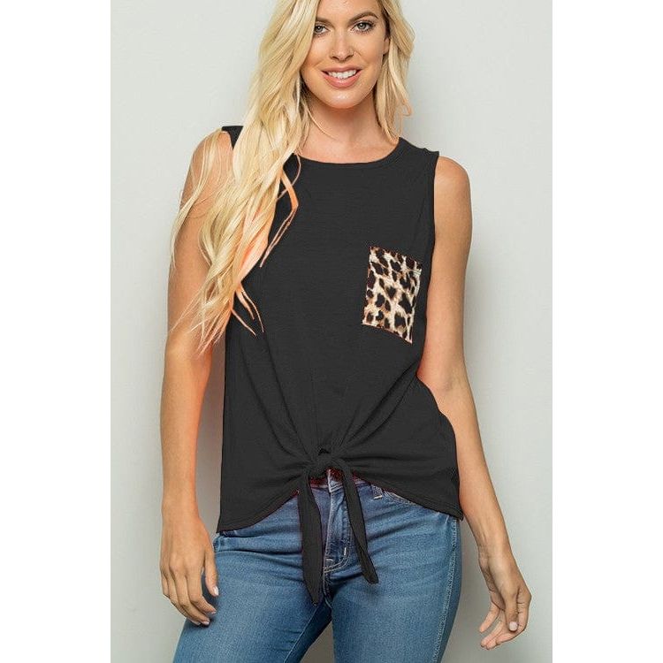 Solid top with animal print