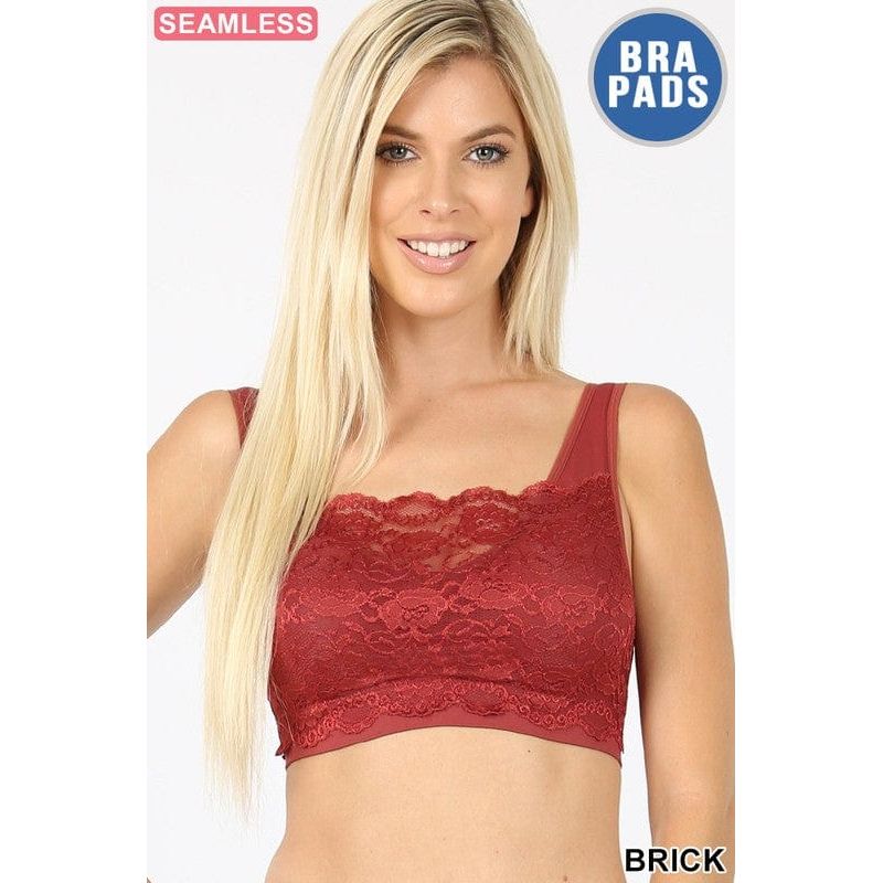 Seamless bra top with front lace cover
