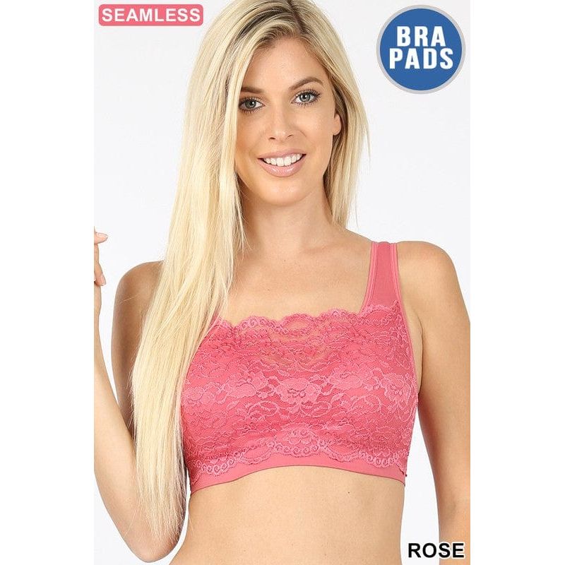 Seamless bra top with front lace cover