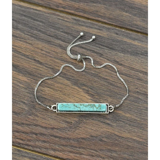 Flat Turquoise Bar Adjustable Bracelet