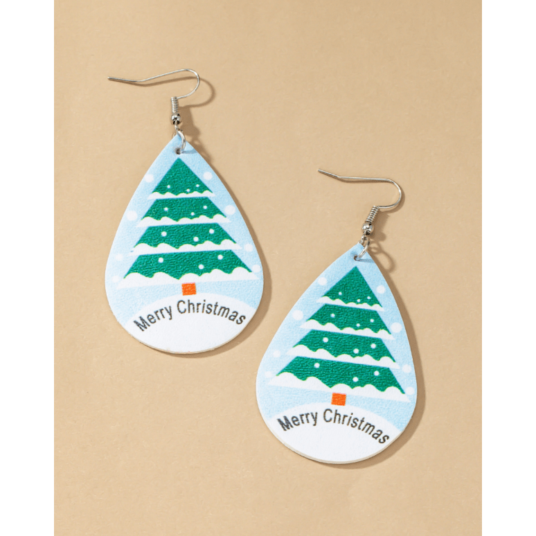 Teardrop christmas tree earring