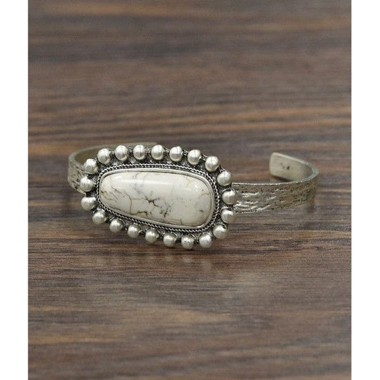 Natural white turquoise cuff bracelet