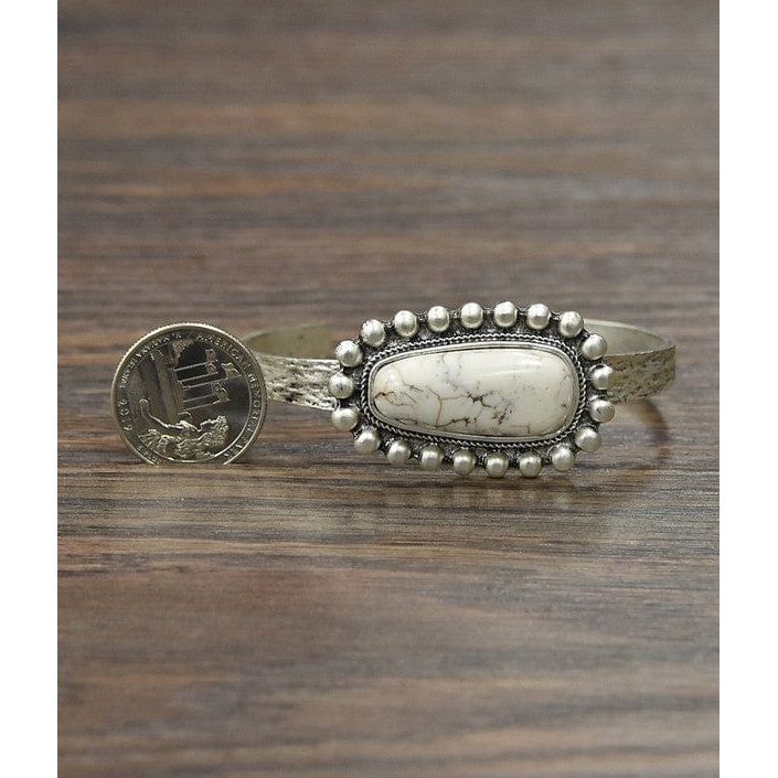 Natural white turquoise cuff bracelet