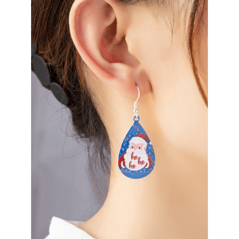 Santa claus metal tear drop earrings