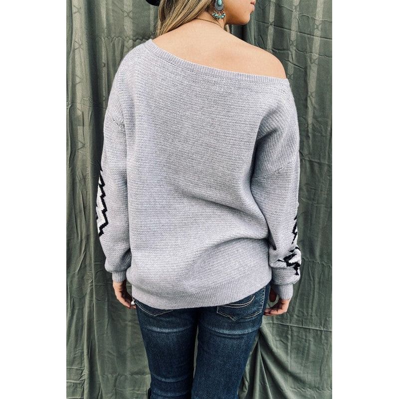 Aztec Printed Pullover Sweater