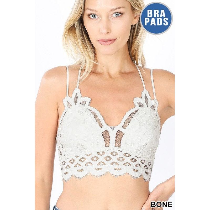 Crochet lace bralette with bra pads