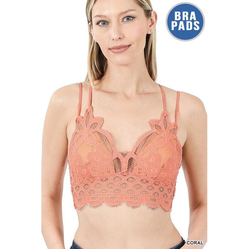 Crochet lace bralette with bra pads