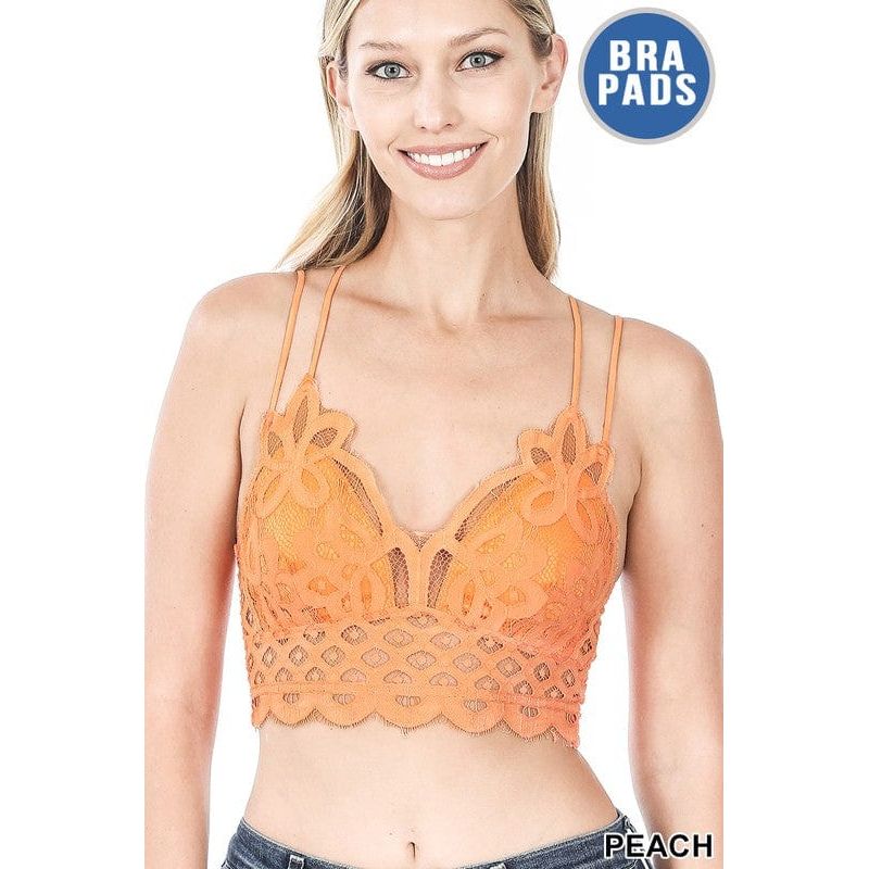 Crochet lace bralette with bra pads