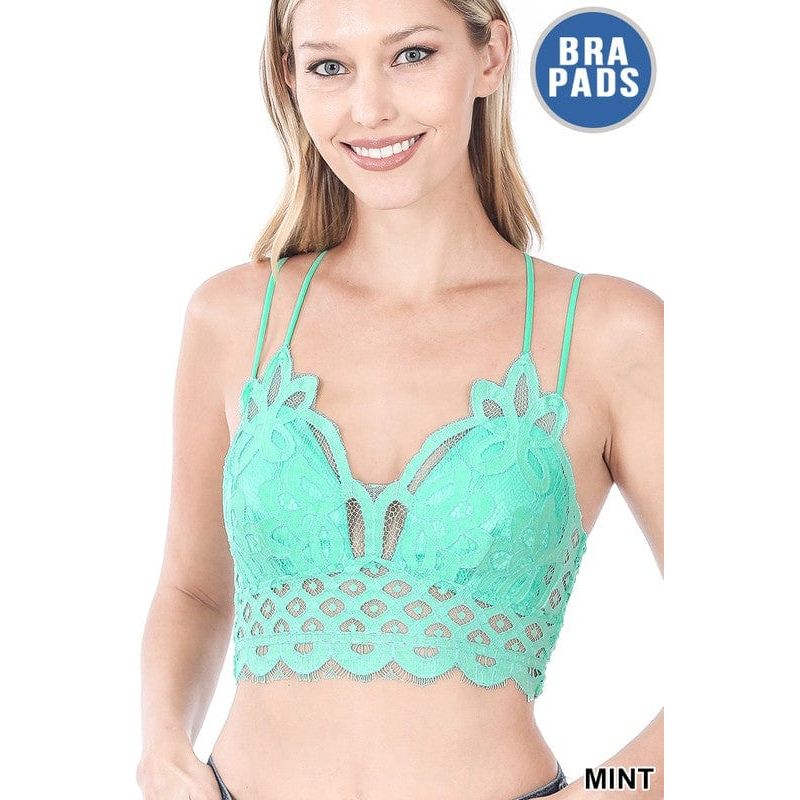 Crochet lace bralette with bra pads