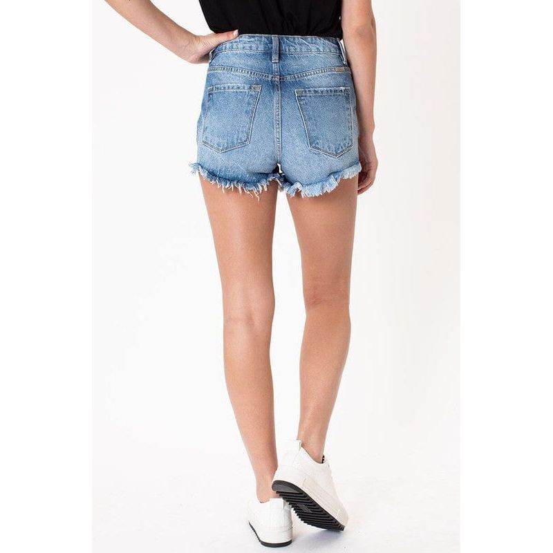 Medium wash rainbow tread shorts -kc9225m-op