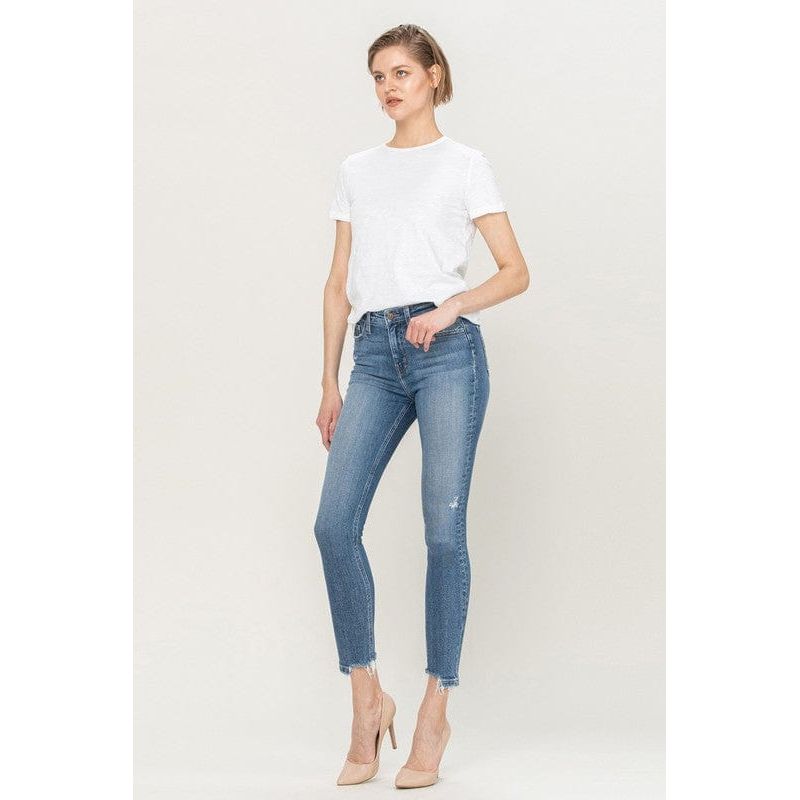 High rise broken hem ankle skinny