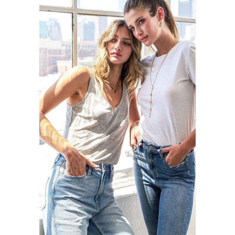 High rise broken hem ankle skinny