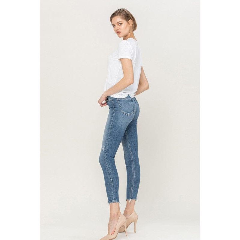 High rise broken hem ankle skinny