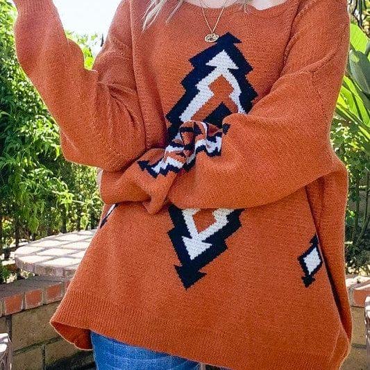 Aztec Printed Pullover Sweater